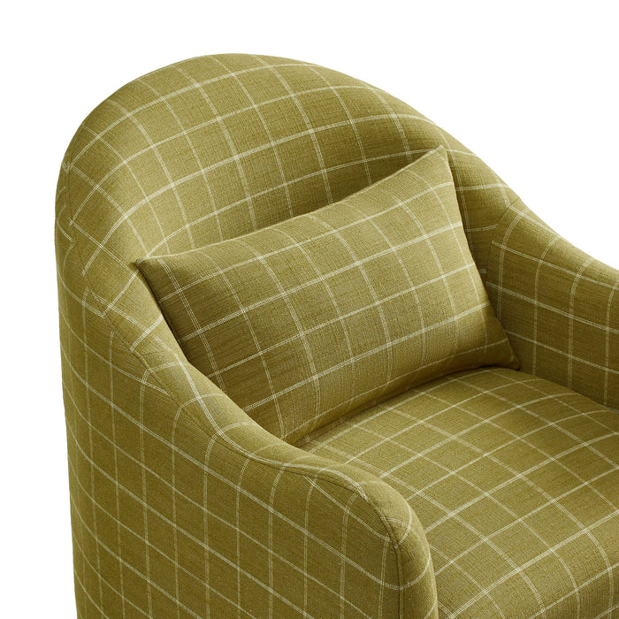 Modway Bardot Slipcovered Linen Blend Accent Chair in Artichoke Windowpane Check - lifestyle view