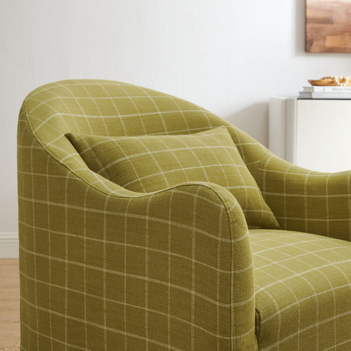 Modway Bardot Slipcovered Linen Blend Accent Chair in Artichoke Windowpane Check - lifestyle view 11