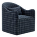 Modway Bardot Slipcovered Linen Blend Accent Chair in Denim Windowpane Check - front view