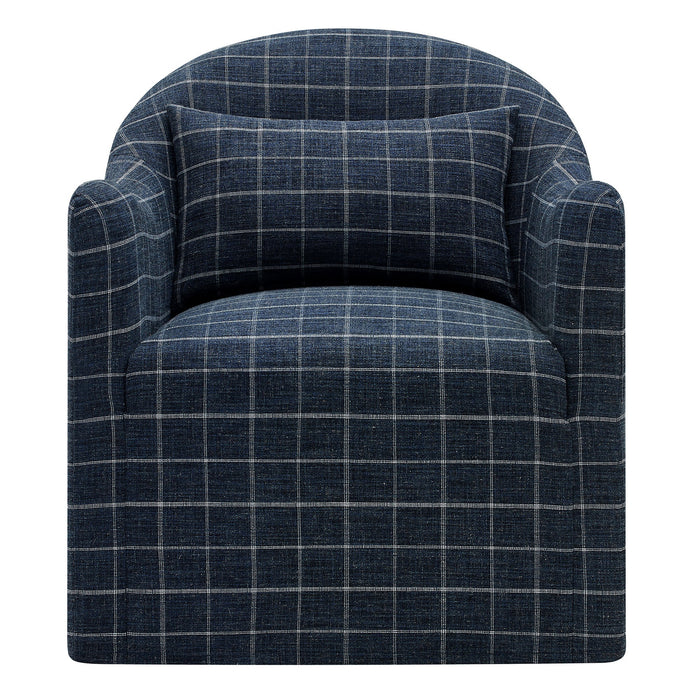 Modway Bardot Slipcovered Linen Blend Accent Chair in Denim Windowpane Check - detail view