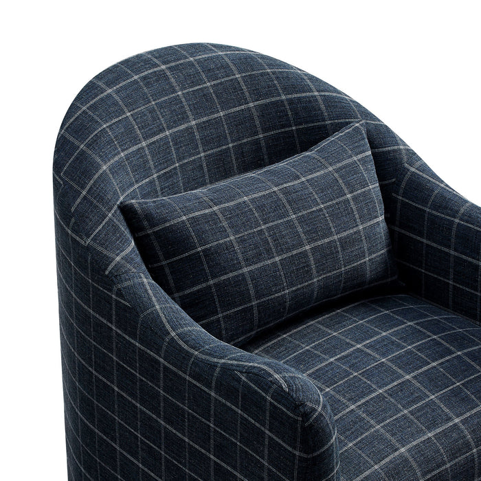 Modway Bardot Slipcovered Linen Blend Accent Chair in Denim Windowpane Check - lifestyle view