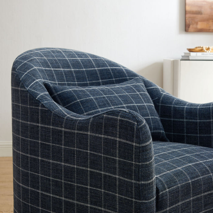 Modway Bardot Slipcovered Linen Blend Accent Chair in Denim Windowpane Check - lifestyle view 12