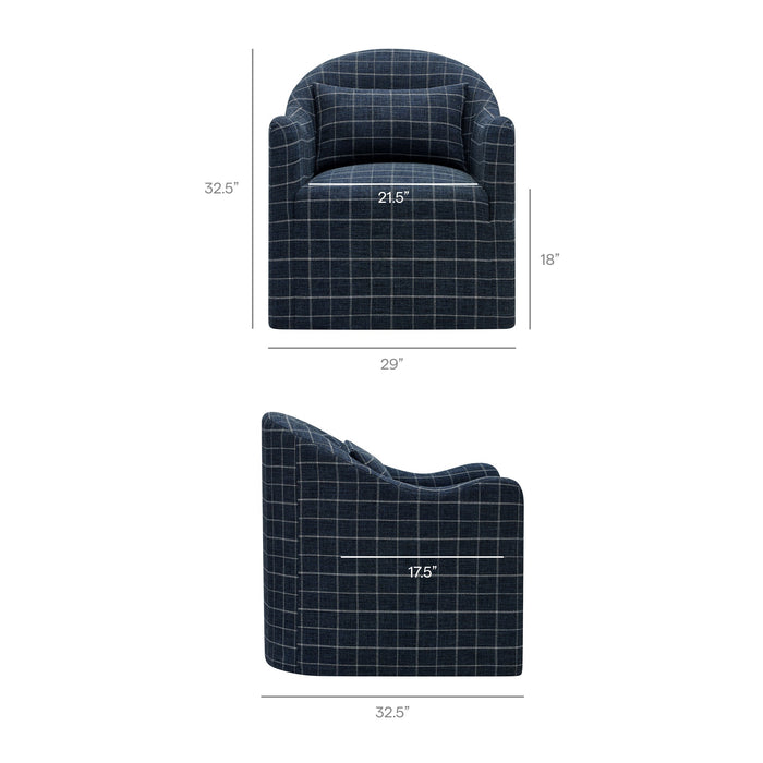 Modway Bardot Slipcovered Linen Blend Accent Chair in Denim Windowpane Check - dimensions and specifications 18