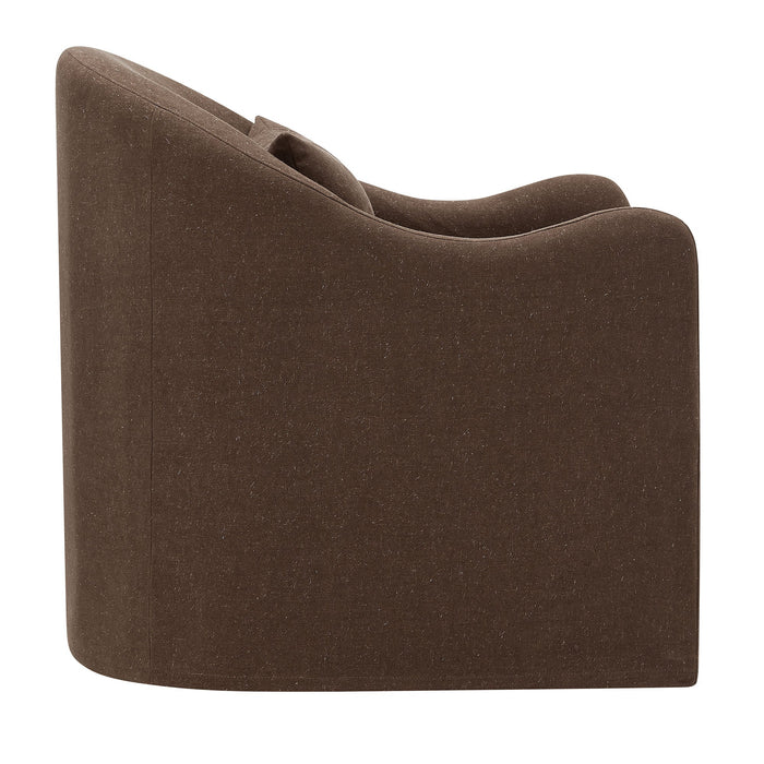 Modway Bardot Slipcovered Linen Blend Accent Chair in Cocoa - angled view