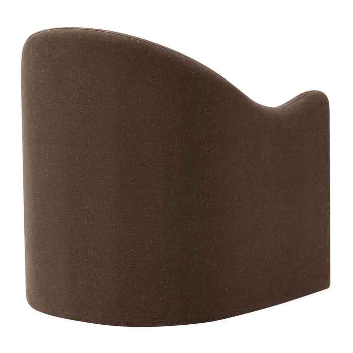 Modway Bardot Slipcovered Linen Blend Accent Chair in Cocoa - side view