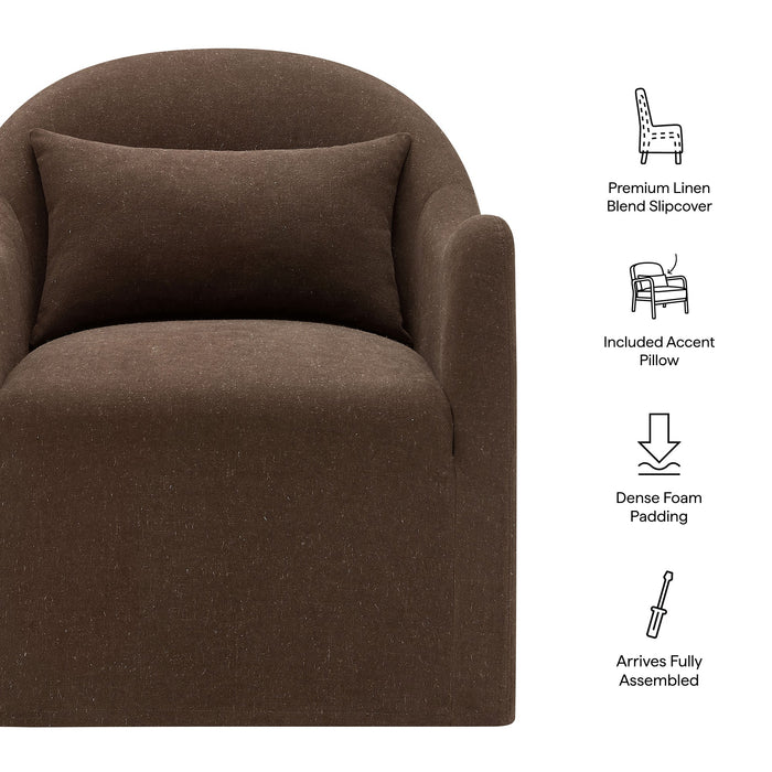 Modway Bardot Slipcovered Linen Blend Accent Chair in Cocoa - dimensions and specifications