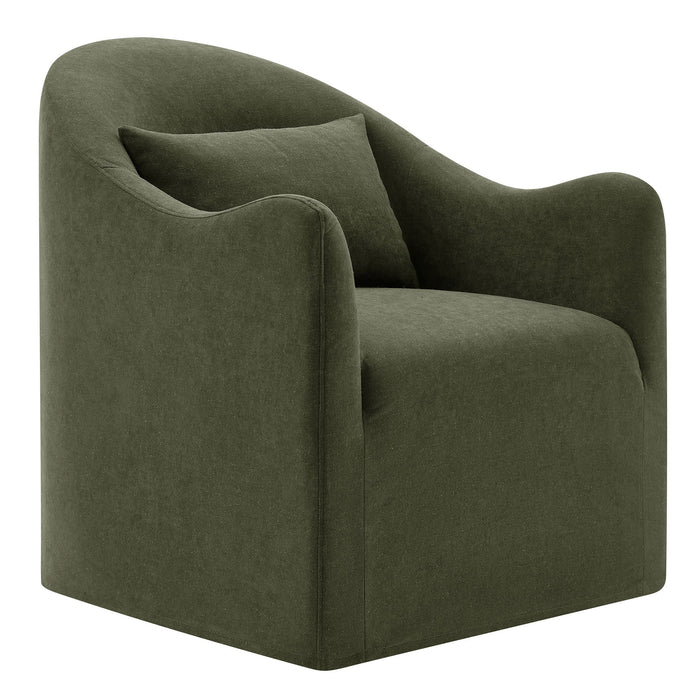 Modway Bardot Slipcovered Linen Blend Accent Chair in Sage - front view