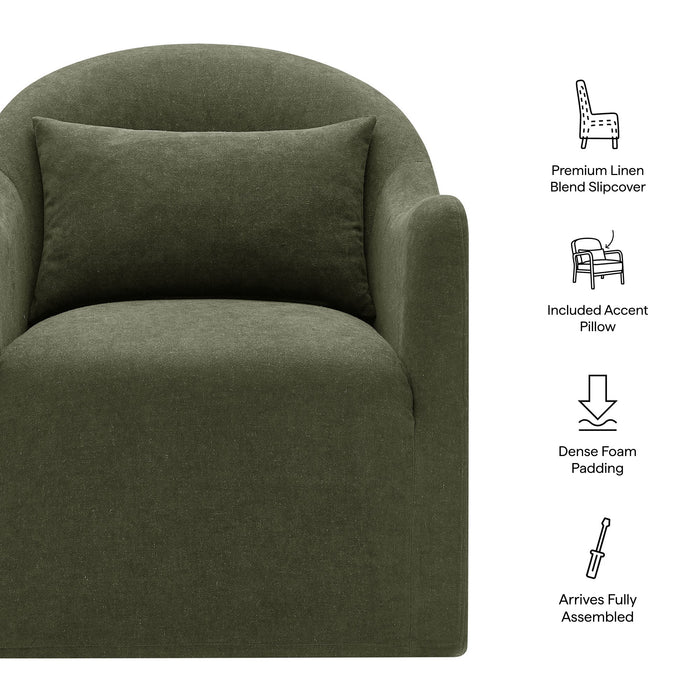 Modway Bardot Slipcovered Linen Blend Accent Chair in Sage - dimensions and specifications
