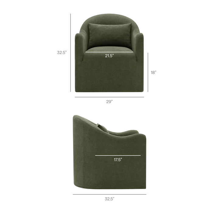 Modway Bardot Slipcovered Linen Blend Accent Chair in Sage - dimensions and specifications 25