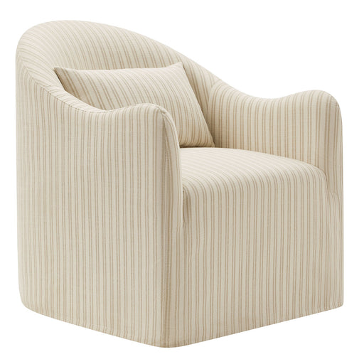 Modway Bardot Slipcovered Striped Accent Chair in Oatmeal Stripe - front view