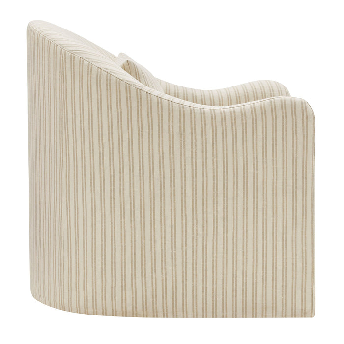 Modway Bardot Slipcovered Striped Accent Chair in Oatmeal Stripe - angled view