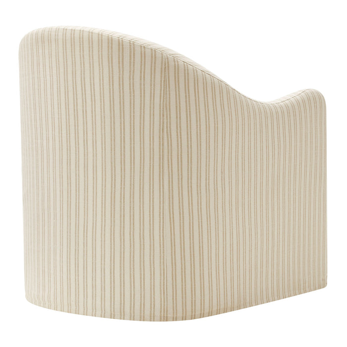 Modway Bardot Slipcovered Striped Accent Chair in Oatmeal Stripe - side view