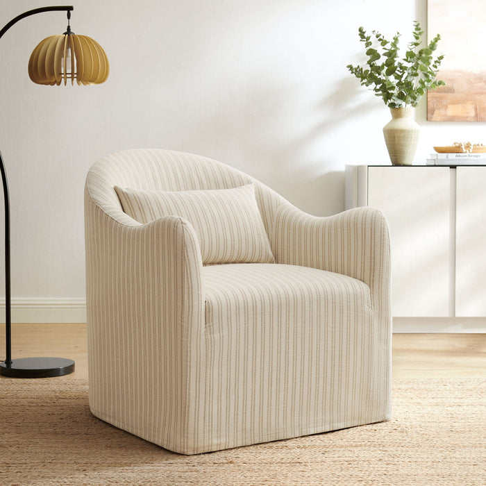 Modway Bardot Slipcovered Striped Accent Chair in Oatmeal Stripe - lifestyle view 14
