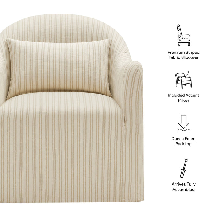 Modway Bardot Slipcovered Striped Accent Chair in Oatmeal Stripe - dimensions and specifications