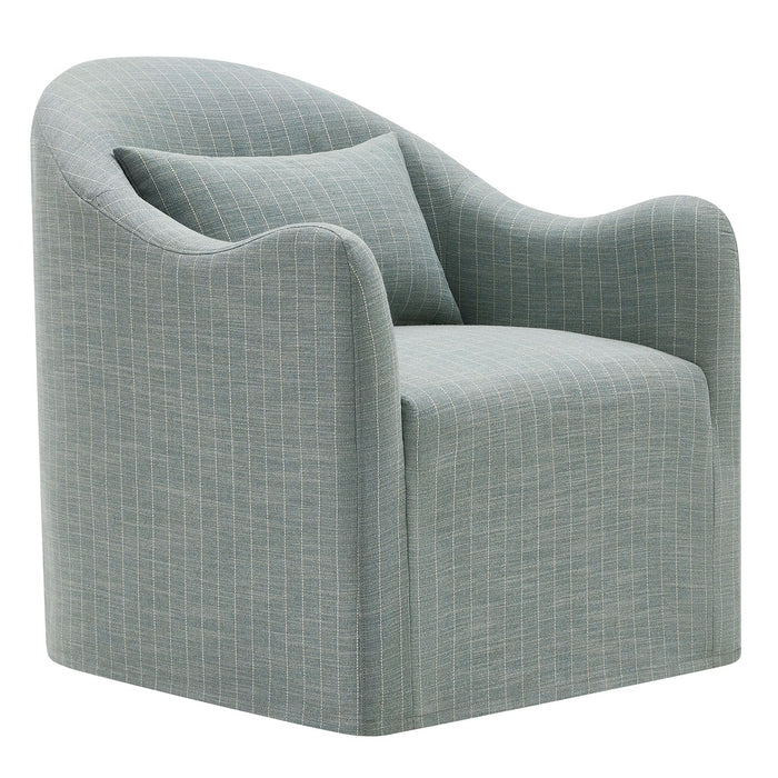 Modway Bardot Slipcovered Striped Accent Chair in Spa Blue Stripe - front view