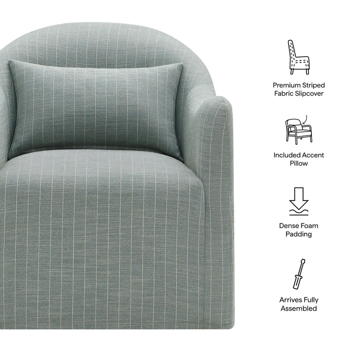 Modway Bardot Slipcovered Striped Accent Chair in Spa Blue Stripe - dimensions and specifications
