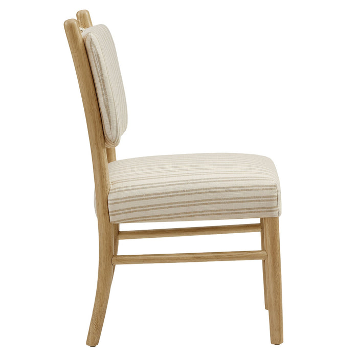 Modway Mauden Striped Dining Side Chairs Set of 2 in Oatmeal Stripe - side view