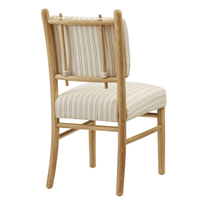 Modway Mauden Striped Dining Side Chairs Set of 2 in Oatmeal Stripe - detail view