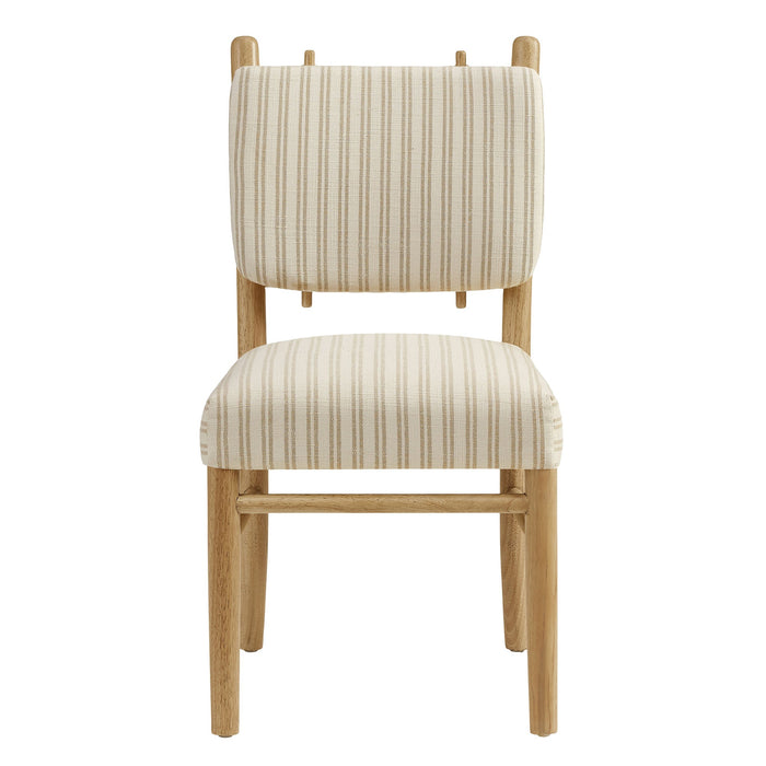 Modway Mauden Striped Dining Side Chairs Set of 2 in Oatmeal Stripe - lifestyle view