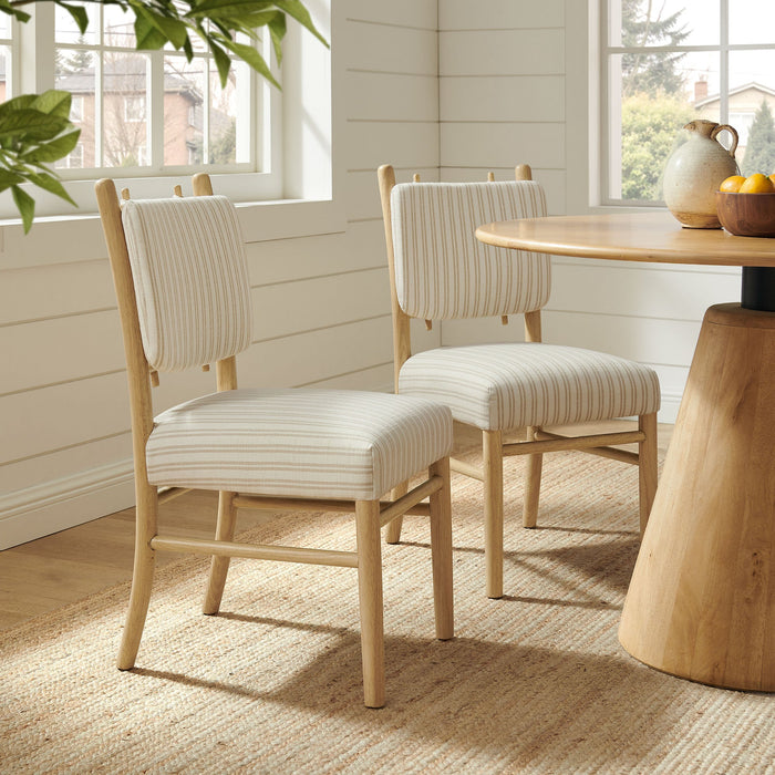 Modway Mauden Striped Dining Side Chairs Set of 2 in Oatmeal Stripe - lifestyle view 15