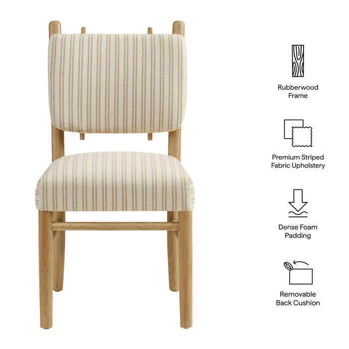 Modway Mauden Striped Dining Side Chairs Set of 2 in Oatmeal Stripe - dimensions and specifications