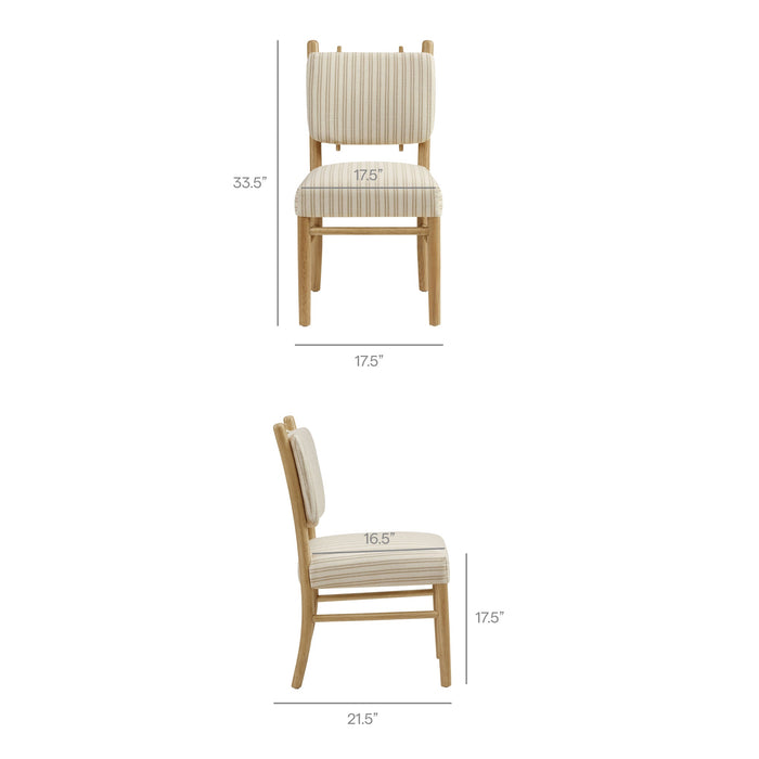 Modway Mauden Striped Dining Side Chairs Set of 2 in Oatmeal Stripe - dimensions and specifications 18