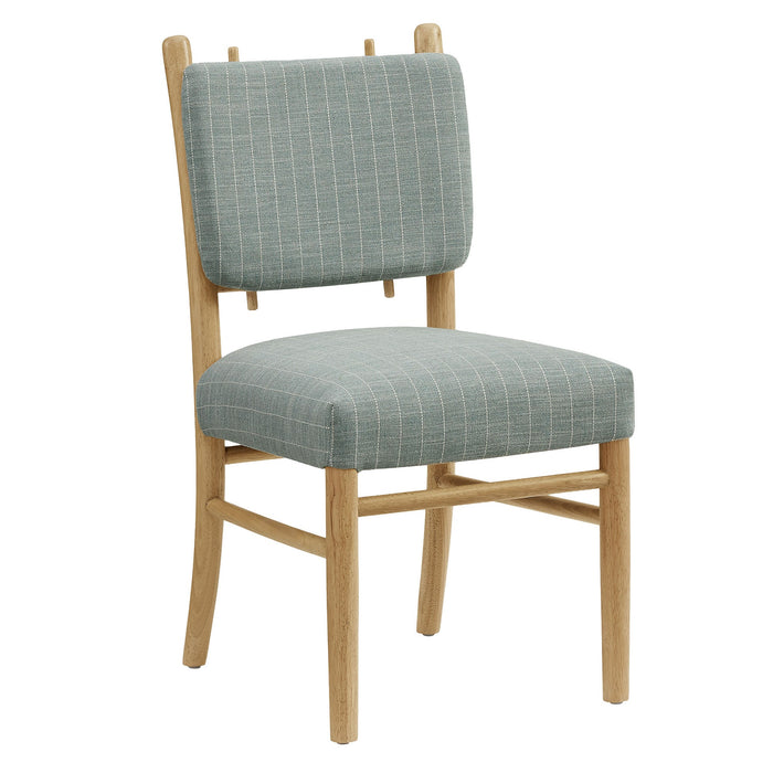 Modway Mauden Striped Dining Side Chairs Set of 2 in Spa Blue Stripe - angled view