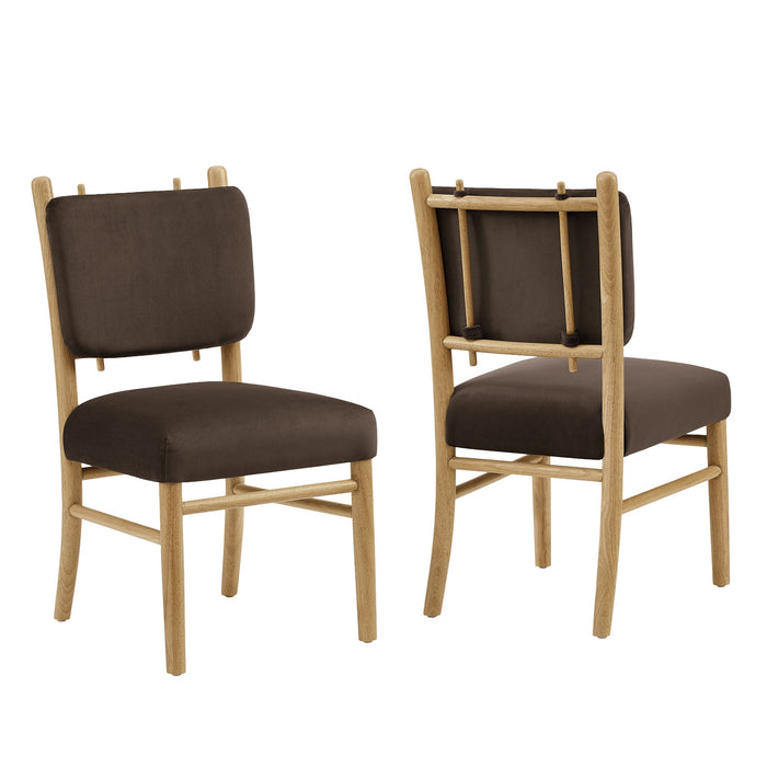 Modway Mauden Performance Velvet Dining Side Chairs Set of 2 in Chocolate Brown - front view
