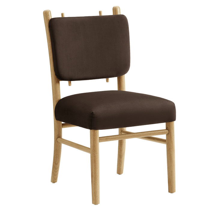 Modway Mauden Performance Velvet Dining Side Chairs Set of 2 in Chocolate Brown - angled view
