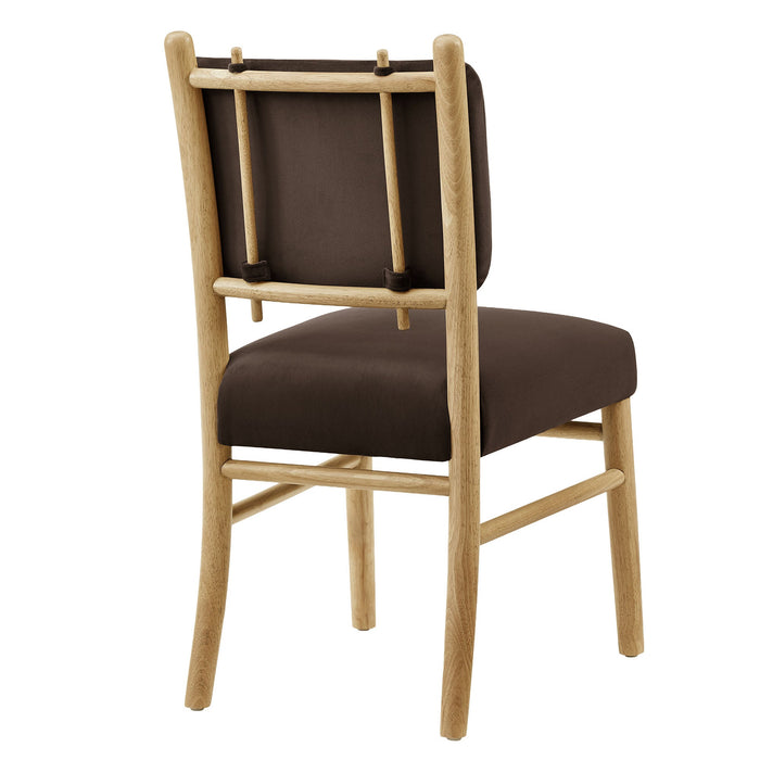 Modway Mauden Performance Velvet Dining Side Chairs Set of 2 in Chocolate Brown - detail view