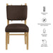 Modway Mauden Performance Velvet Dining Side Chairs Set of 2 in Chocolate Brown - dimensions and specifications