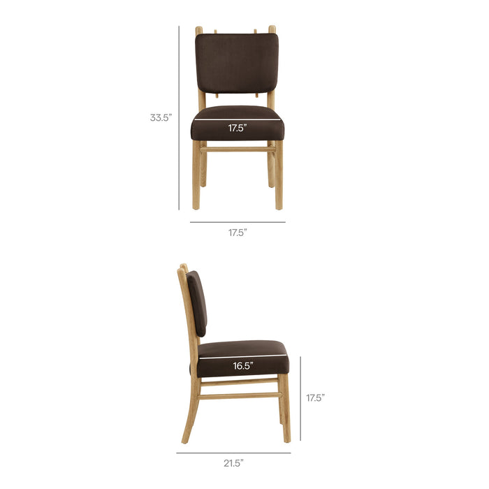Modway Mauden Performance Velvet Dining Side Chairs Set of 2 in Chocolate Brown - dimensions and specifications 18