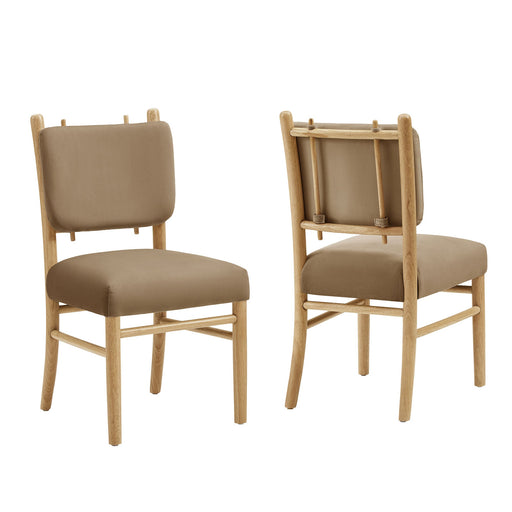 Modway Mauden Performance Velvet Dining Side Chairs Set of 2 in Taupe - front view