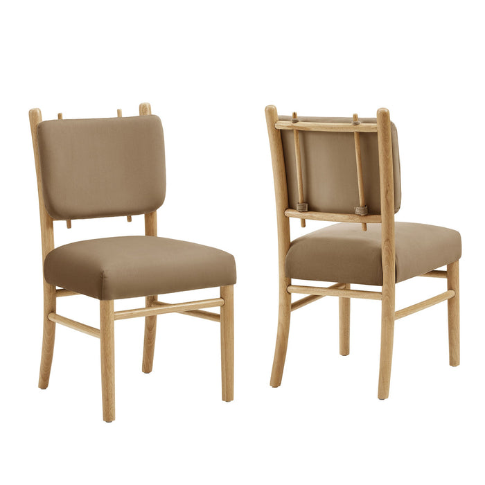 Modway Mauden Performance Velvet Dining Side Chairs Set of 2 in Taupe - front view
