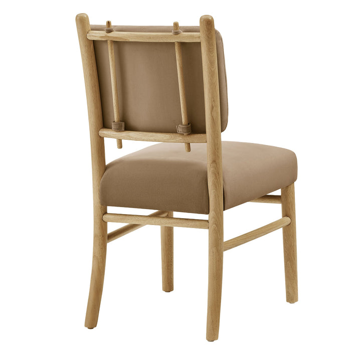 Modway Mauden Performance Velvet Dining Side Chairs Set of 2 in Taupe - detail view