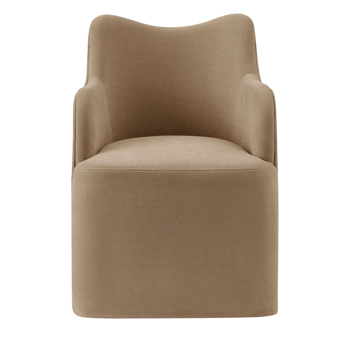 Modway Cordelle Linen Blend Swivel Dining Chair in Almond - detail view