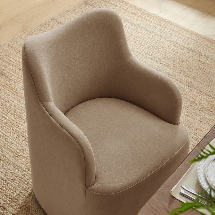 Modway Cordelle Linen Blend Swivel Dining Chair in Almond - lifestyle view 17