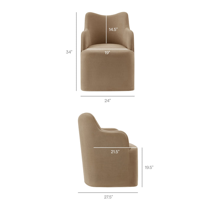 Modway Cordelle Linen Blend Swivel Dining Chair in Almond - dimensions and specifications 25