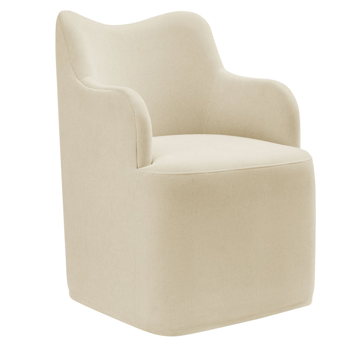 Modway Cordelle Linen Blend Swivel Dining Chair in Linen - front view