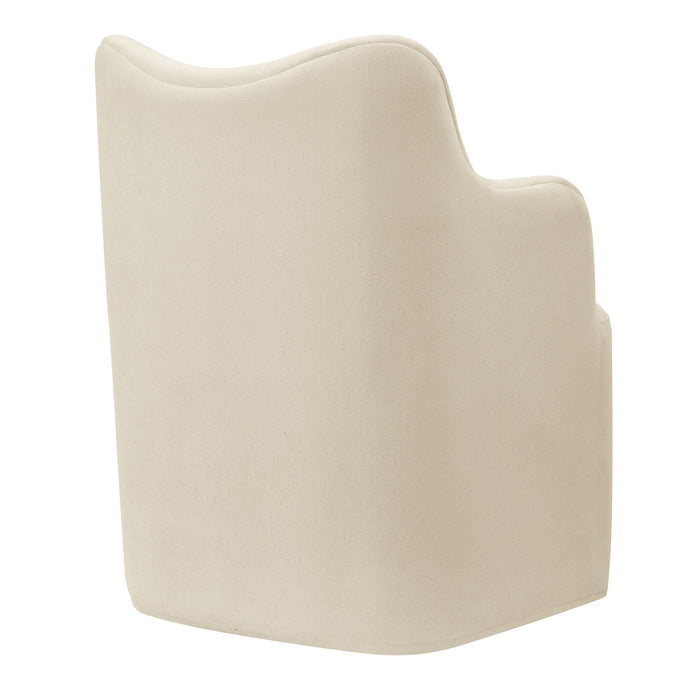 Modway Cordelle Linen Blend Swivel Dining Chair in Linen - side view