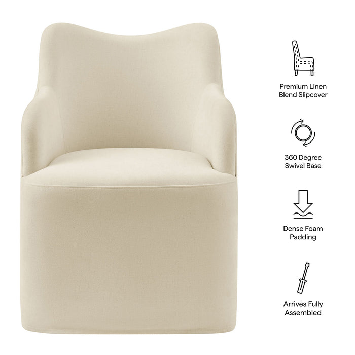 Modway Cordelle Linen Blend Swivel Dining Chair in Linen - dimensions and specifications