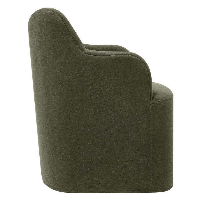 Modway Cordelle Linen Blend Swivel Dining Chair in Sage - angled view