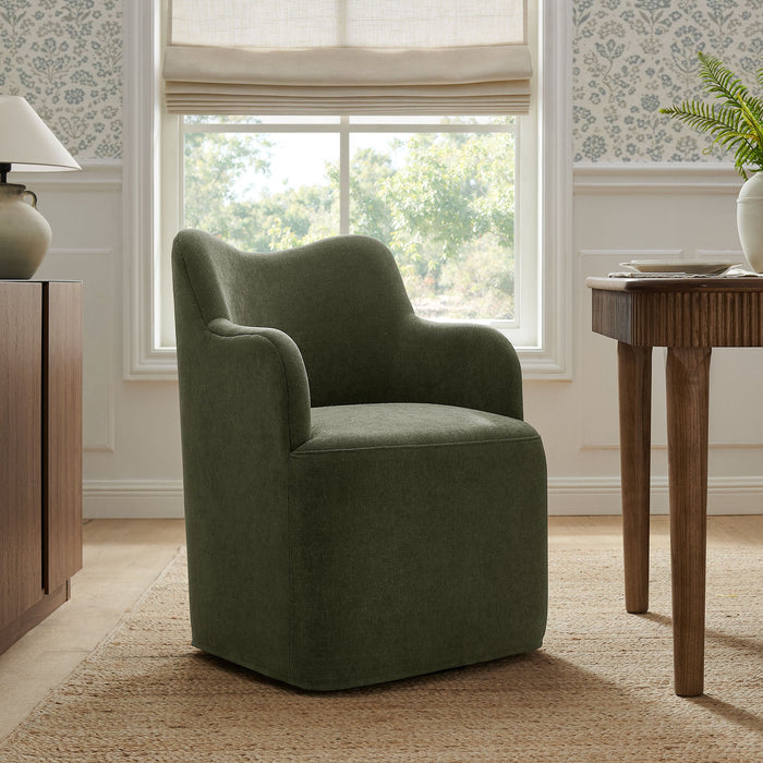 Modway Cordelle Linen Blend Swivel Dining Chair in Sage - lifestyle view 21