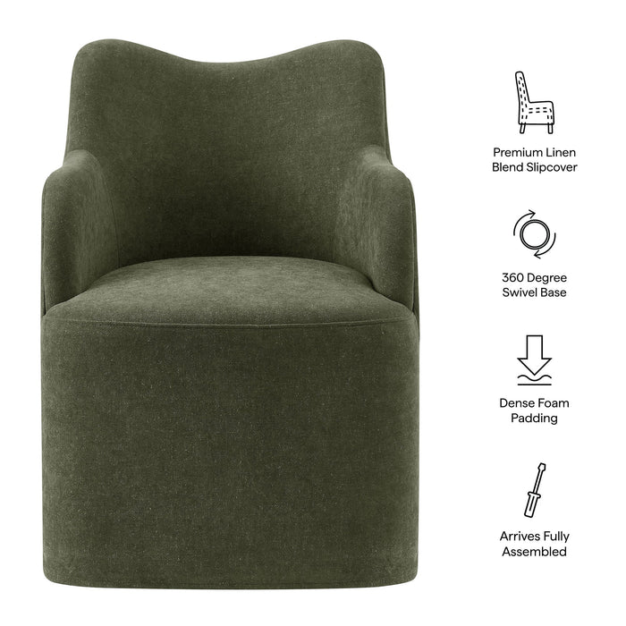 Modway Cordelle Linen Blend Swivel Dining Chair in Sage - dimensions and specifications