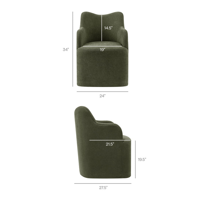 Modway Cordelle Linen Blend Swivel Dining Chair in Sage - dimensions and specifications 27