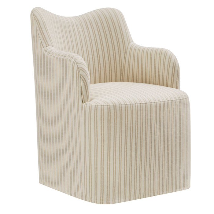 Modway Cordelle Linen Blend Swivel Dining Chair in Oatmeal Stripe - front view