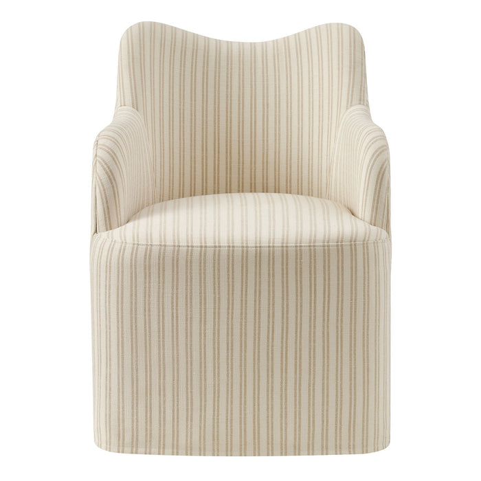 Modway Cordelle Linen Blend Swivel Dining Chair in Oatmeal Stripe - detail view