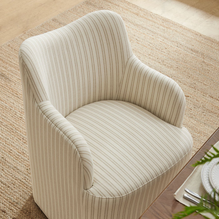 Modway Cordelle Linen Blend Swivel Dining Chair in Oatmeal Stripe - lifestyle view 11