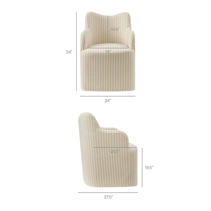 Modway Cordelle Linen Blend Swivel Dining Chair in Oatmeal Stripe - dimensions and specifications 16