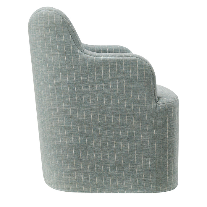 Modway Cordelle Linen Blend Swivel Dining Chair in Spa Blue Stripe - angled view